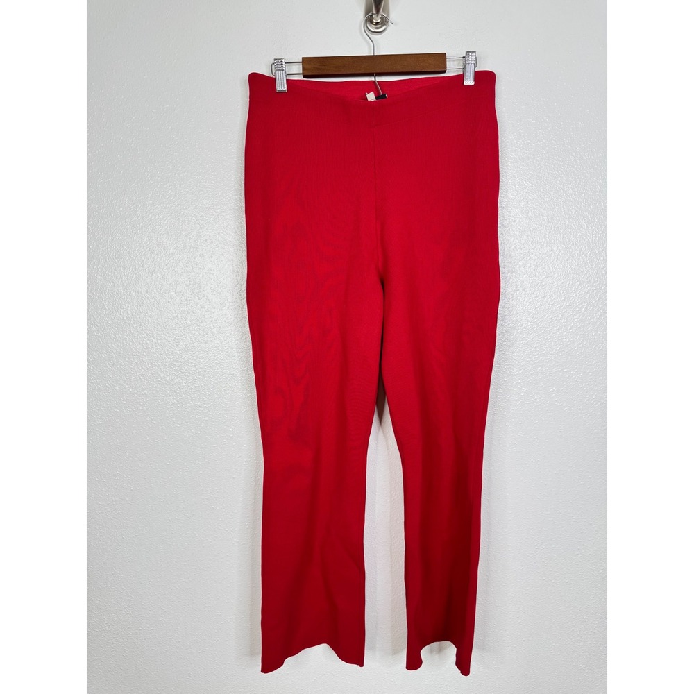 Tuckernuck Womens Red Knit Pull On Flare Pants High Rise Viscose Blend Large